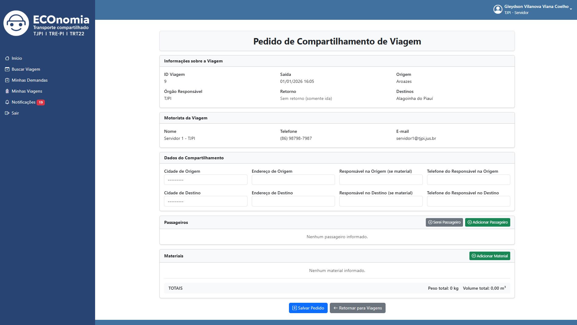10. Pedido de compartilhamento
