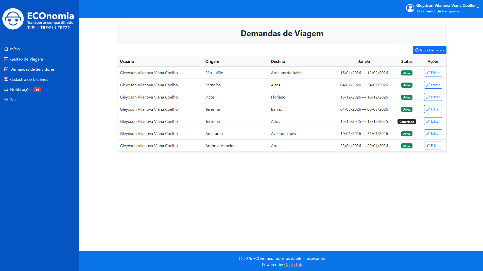 16. Listagem de demandas