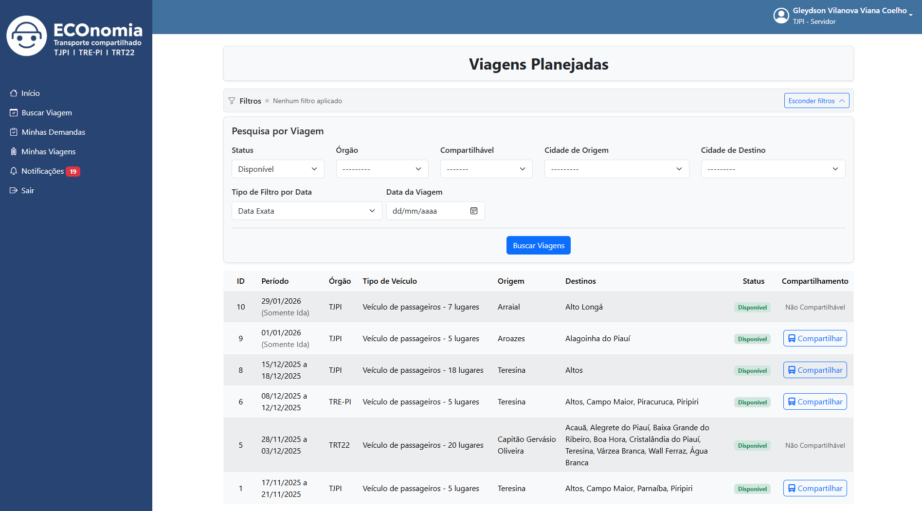 9. Buscar viagem
